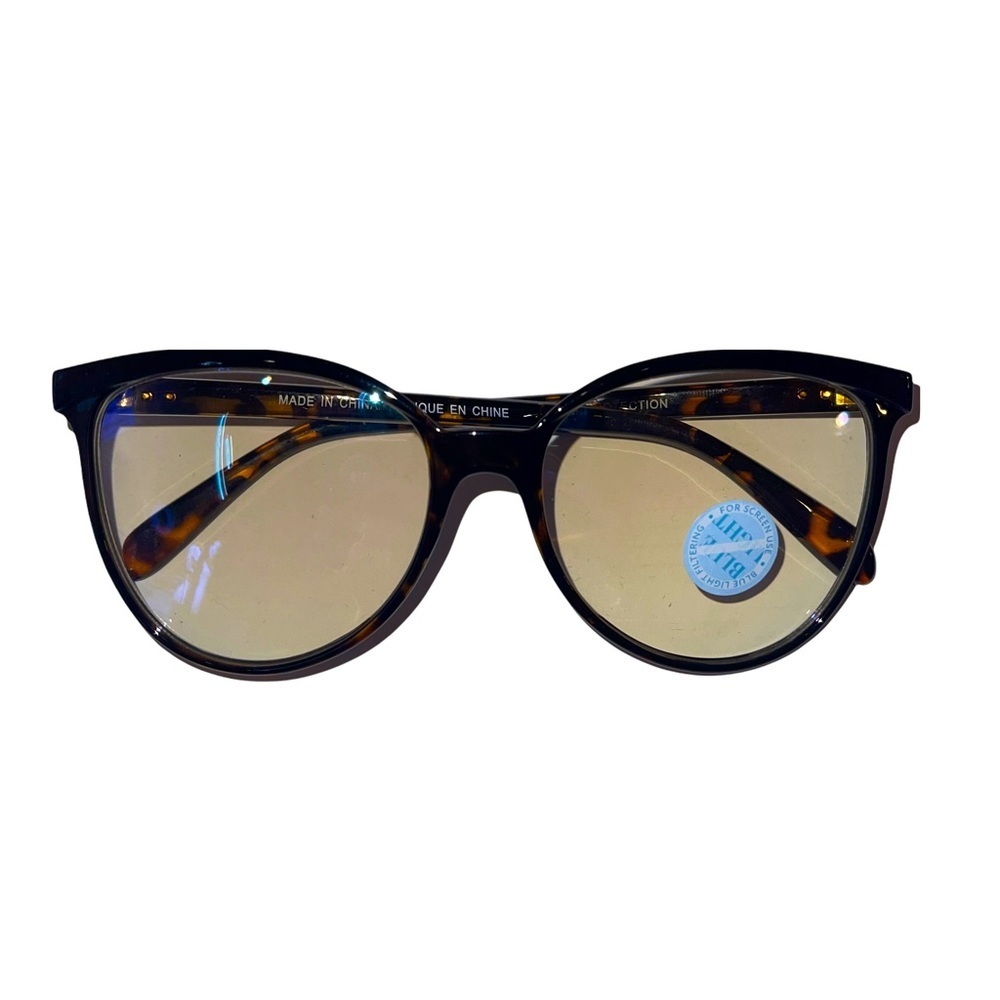 NORDSTROM Brown Tortoise Horn Rim Square Blue Lens Glasses NWT